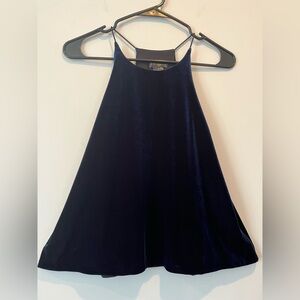Aqua Deep Blue Velvet Camisole Top